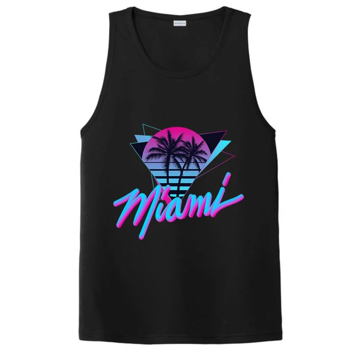 Miami Palm Trees Vaperwave Synthwave 80s Style Retro Performance Tank