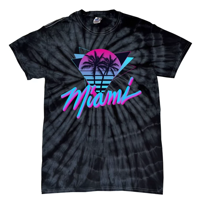 Miami Palm Trees Vaperwave Synthwave 80s Style Retro Tie-Dye T-Shirt