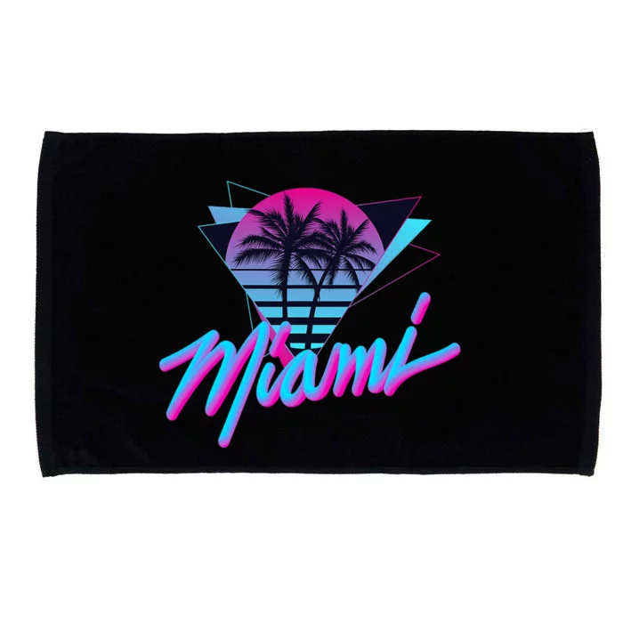 Miami Palm Trees Vaperwave Synthwave 80s Style Retro Microfiber Hand Towel