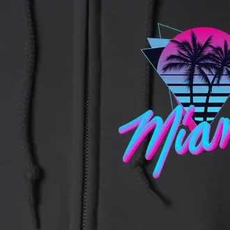 Miami Palm Trees Vaperwave Synthwave 80s Style Retro Full Zip Hoodie