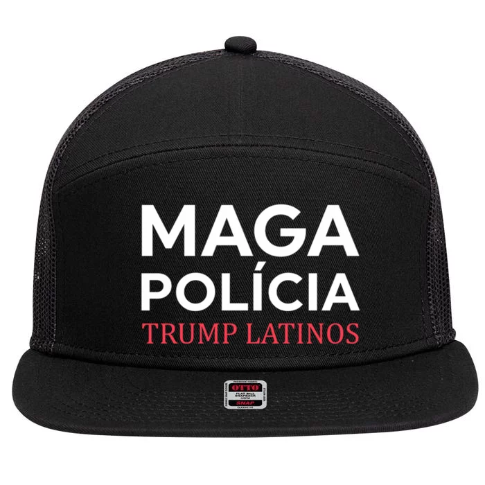 Maga PolíCia Trump Latinos 7 Panel Mesh Trucker Snapback Hat