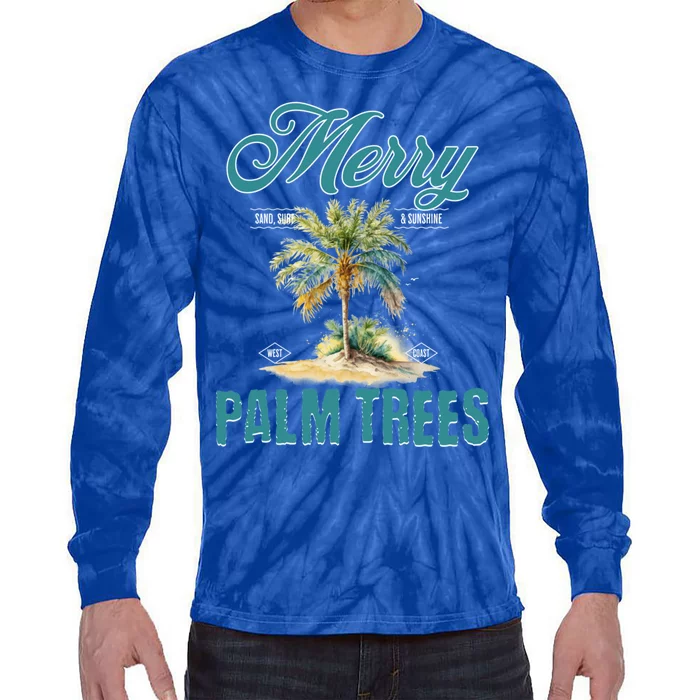 Merry Palm Trees Tropical Christmas Cute Gift Tie-Dye Long Sleeve Shirt