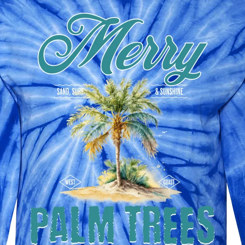 Merry Palm Trees Tropical Christmas Cute Gift Tie-Dye Long Sleeve Shirt