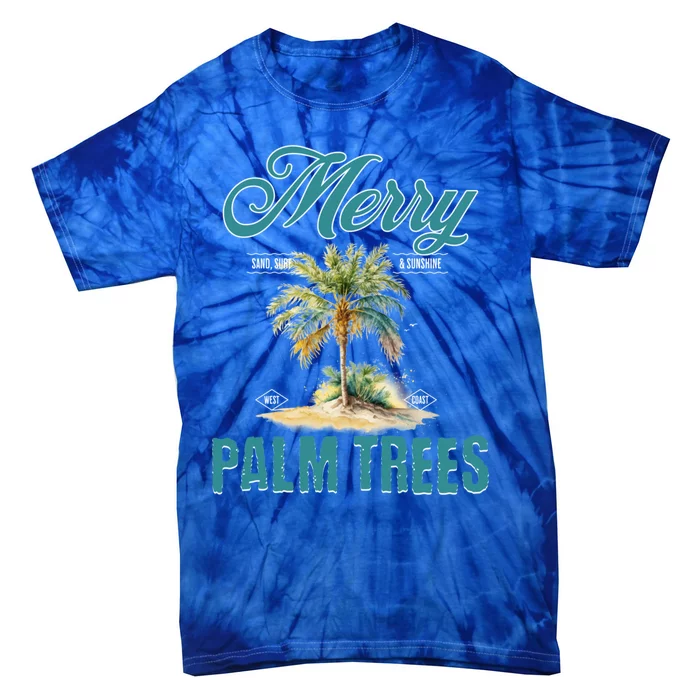 Merry Palm Trees Tropical Christmas Cute Gift Tie-Dye T-Shirt