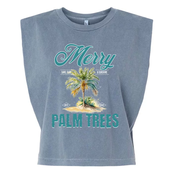 Merry Palm Trees Tropical Christmas Cute Gift Garment-Dyed Women's Muscle Tee