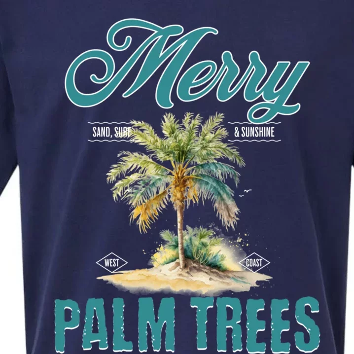 Merry Palm Trees Tropical Christmas Cute Gift Sueded Cloud Jersey T-Shirt