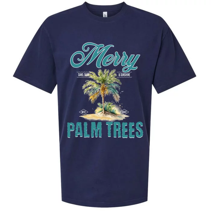 Merry Palm Trees Tropical Christmas Cute Gift Sueded Cloud Jersey T-Shirt