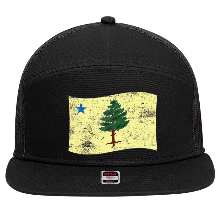 Maine Pine Tree Flag 1901 – First State Flag 7 Panel Mesh Trucker Snapback Hat