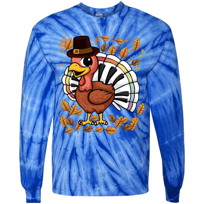 Music Piano Teachers Music Turkey Costume Happy Thanksgiving Gift Tie-Dye Long Sleeve Shirt