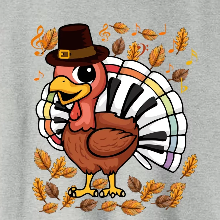 Music Piano Teachers Music Turkey Costume Happy Thanksgiving Gift Women's Crop Top Tee