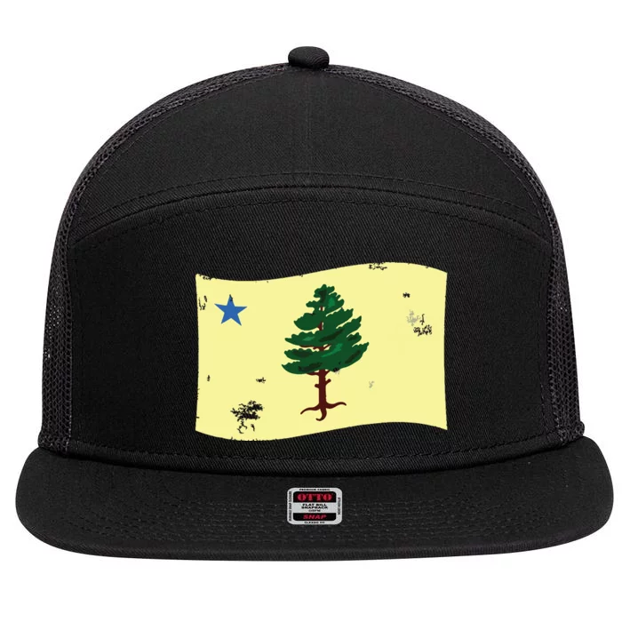 Maine Pine Tree Flag 1901 First State Flag 7 Panel Mesh Trucker Snapback Hat