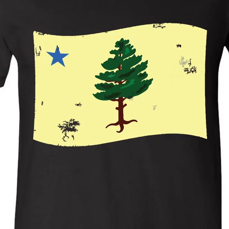 Maine Pine Tree Flag 1901 First State Flag V-Neck T-Shirt