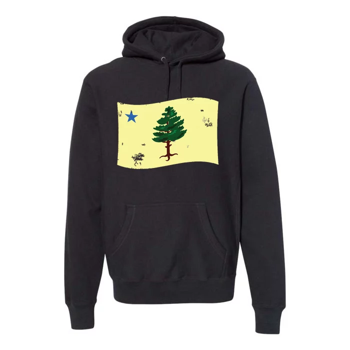 Maine Pine Tree Flag 1901 First State Flag Premium Hoodie