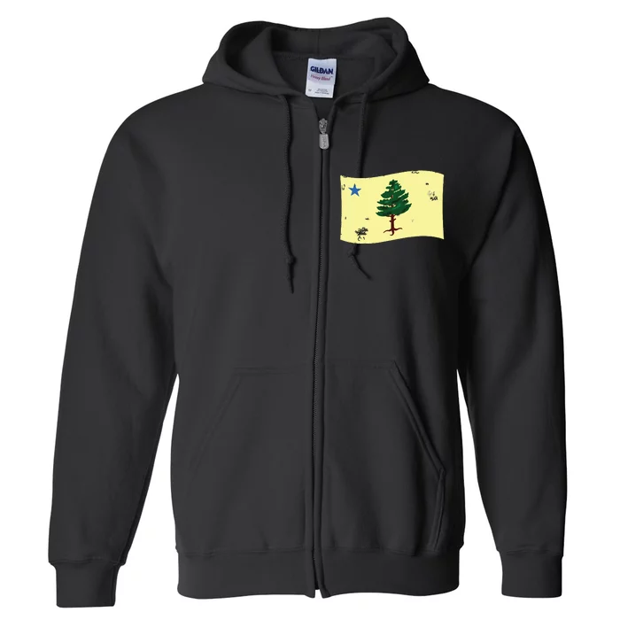 Maine Pine Tree Flag 1901 First State Flag Full Zip Hoodie