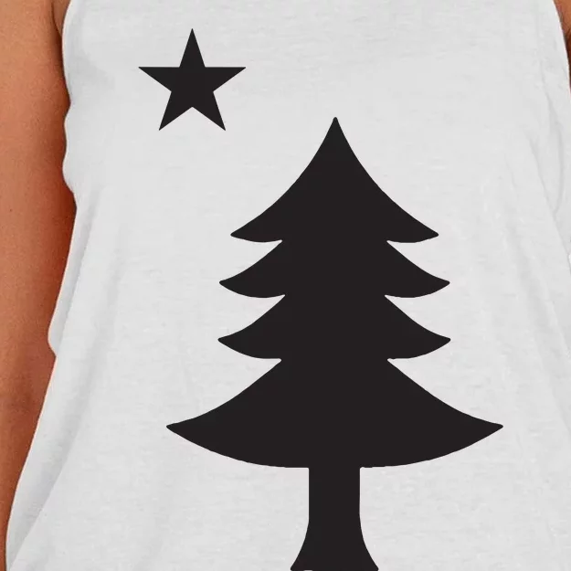 Maine Pine Tree State Flag Pride Patriotic Women's Knotted Racerback Tank