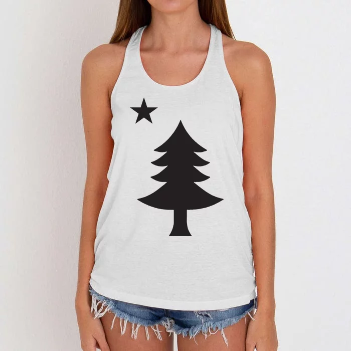 Maine Pine Tree State Flag Pride Patriotic Women's Knotted Racerback Tank