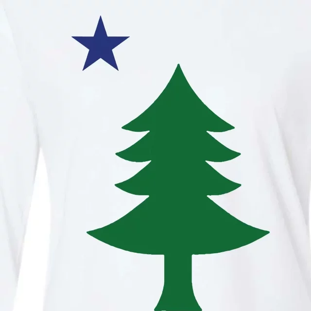 Maine Pine Tree State Flag Pride Patriotic Womens Cotton Relaxed Long Sleeve T-Shirt