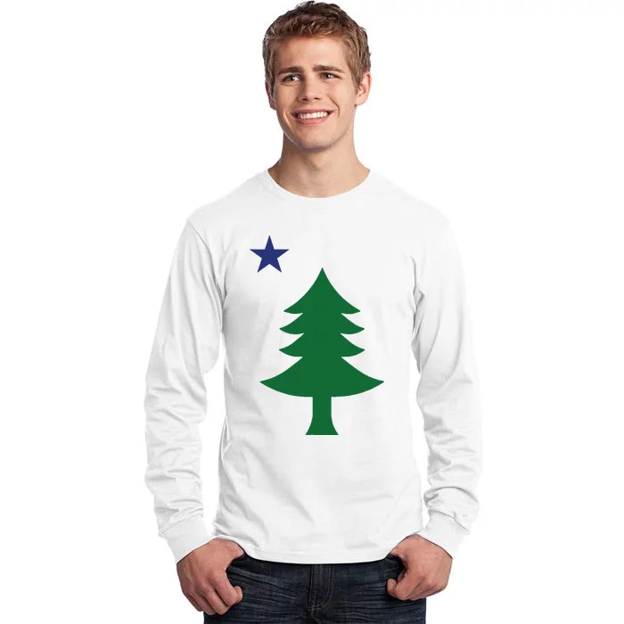 Maine Pine Tree State Flag Pride Patriotic Tall Long Sleeve T-Shirt