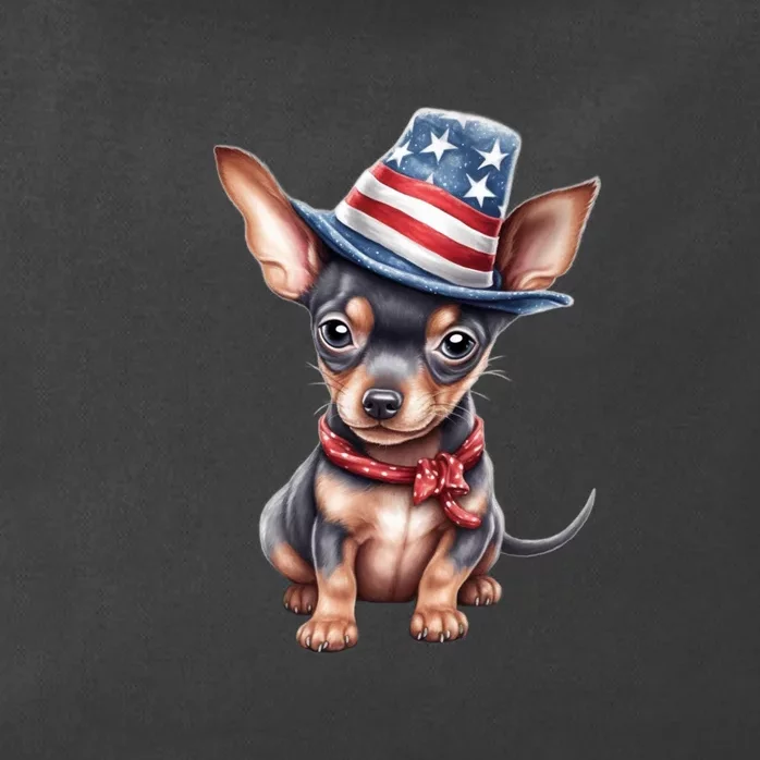 Miniature Pinscher USA Flag American Dogs 4th Of July Zip Tote Bag