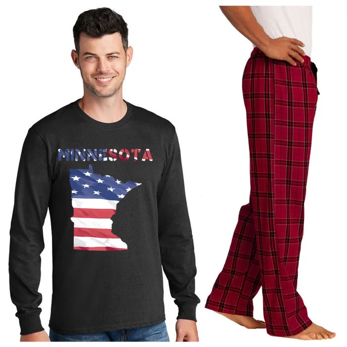 Minnesota Proud United States America Patriot Flag Us Pride Gift Long Sleeve Pajama Set