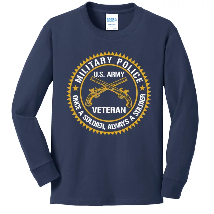 Military Police US Army Veteran Once A Soldier Always Kids Long Sleeve Shirt