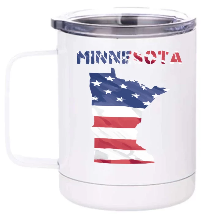 Minnesota Proud United States America Patriot Flag Us Pride Cute Gift Front & Back 12oz Stainless Steel Tumbler Cup