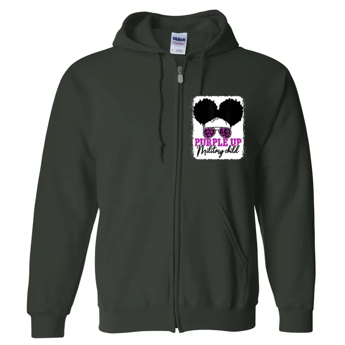 Military Purple Up Leopard Sunglasses Full Zip Hoodie