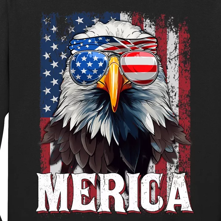 Merica Patriotic Usa Eagle Of Freedom 4th Of July Long Sleeve Shirt