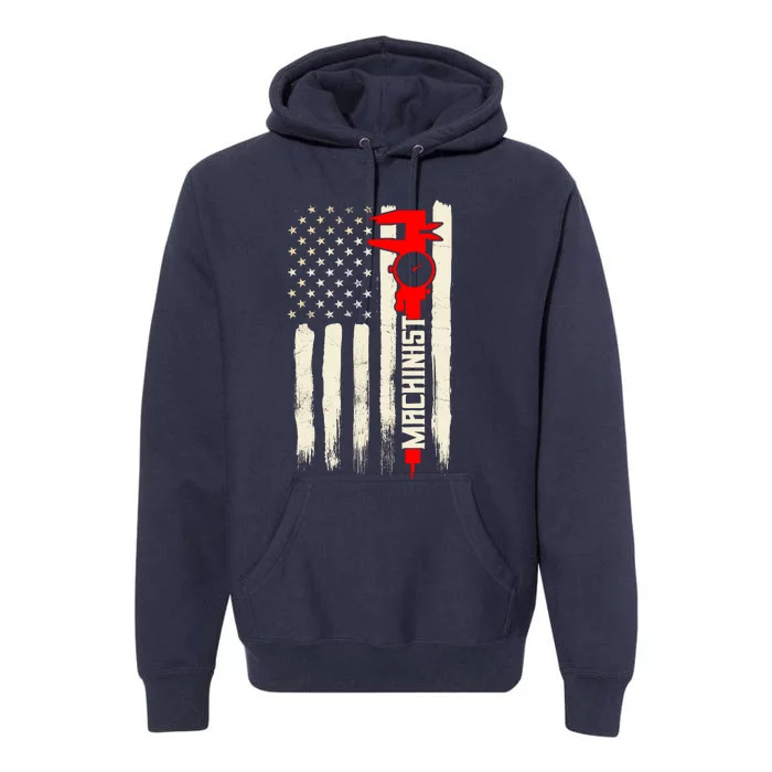 Machinist Patriotic Us Flag Premium Hoodie