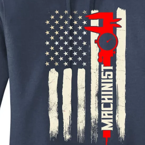 Machinist Patriotic Us Flag Women's Pullover Hoodie