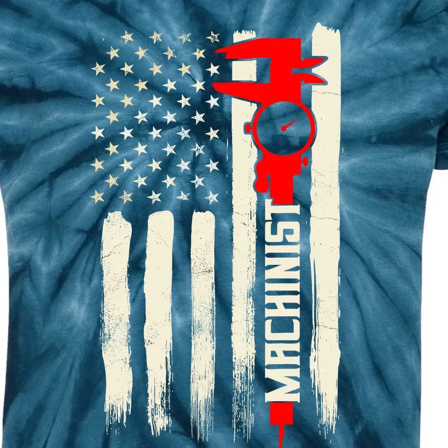 Machinist Patriotic Us Flag Kids Tie-Dye T-Shirt