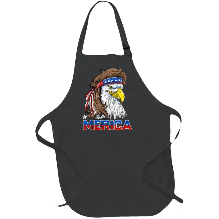 Merica Patriotic USA Eagle Of Freedom 4th Of July Full-Length Apron With Pocket