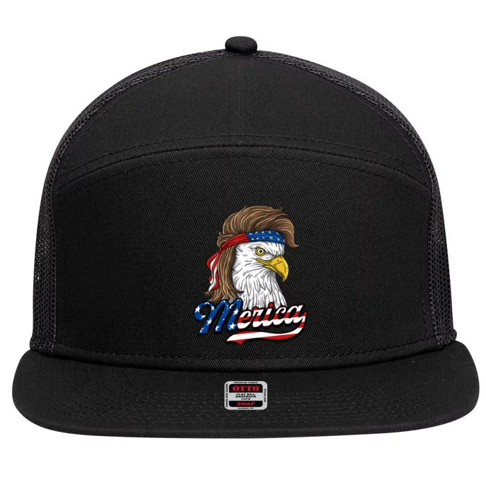 Merica - Patriotic USA Eagle Of Freedom - 4th of July 7 Panel Mesh Trucker Snapback Hat