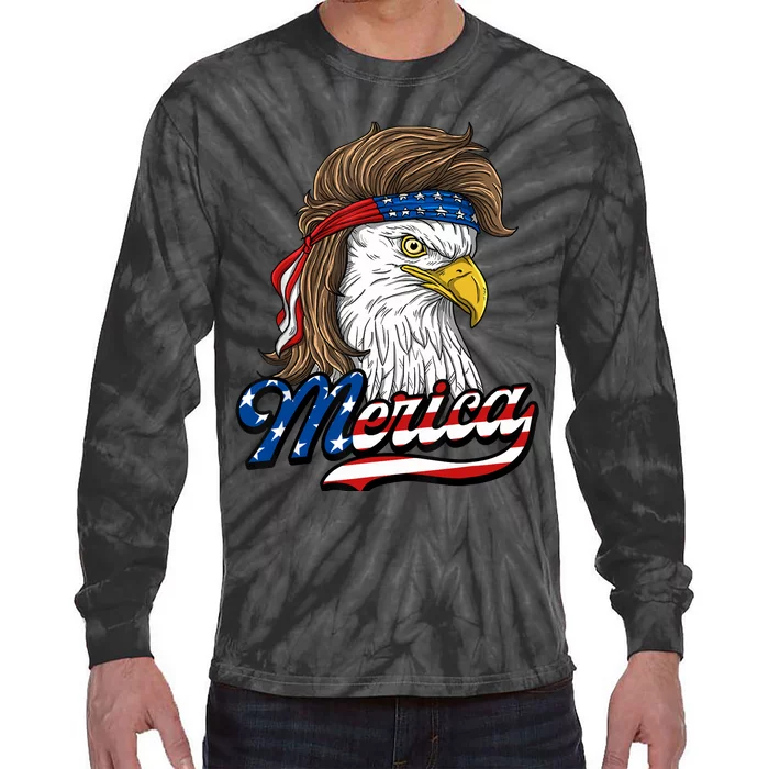 Merica - Patriotic USA Eagle Of Freedom - 4th of July Tie-Dye Long Sleeve Shirt