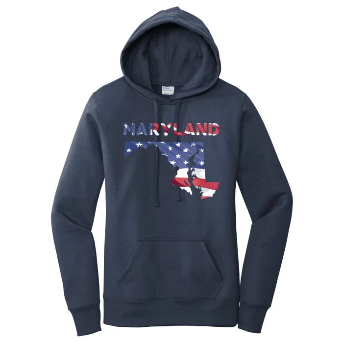 Maryland Proud United States America Patriot Flag Us Pride Gift Women's Pullover Hoodie