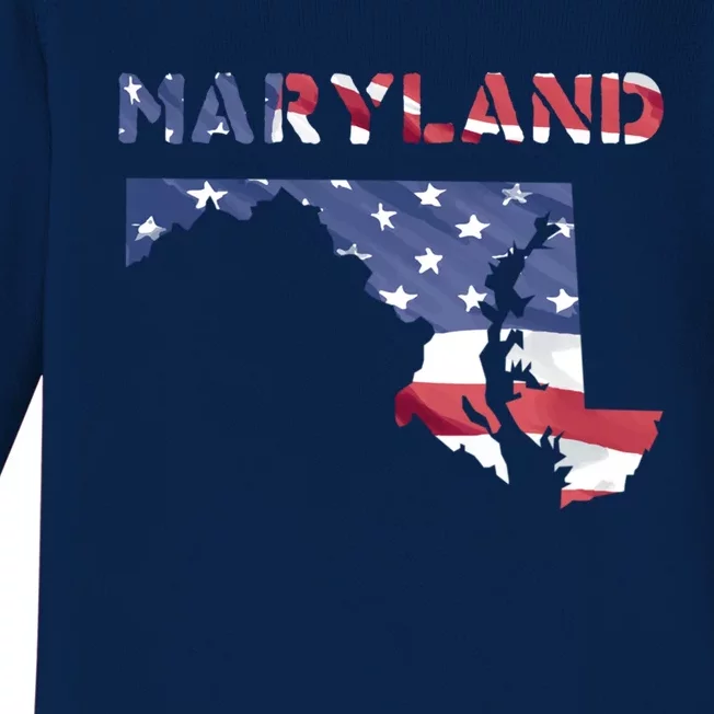 Maryland Proud United States America Patriot Flag Us Pride Gift Baby Long Sleeve Bodysuit