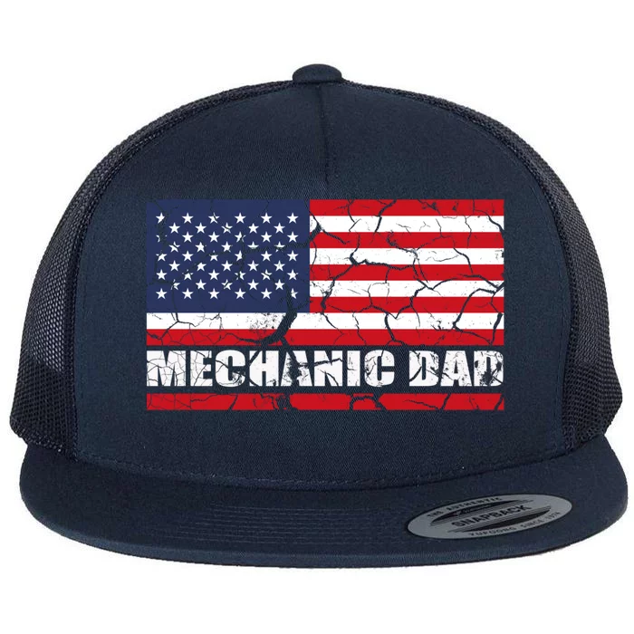 Mechanics Patriotic Usa Flagge Gift Flat Bill Trucker Hat