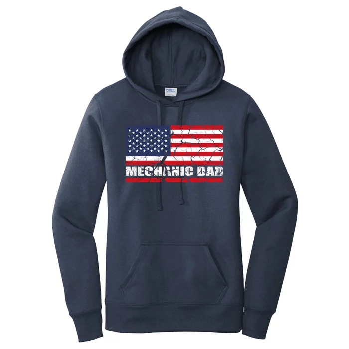 Mechanics Patriotic Usa Flagge Gift Women's Pullover Hoodie