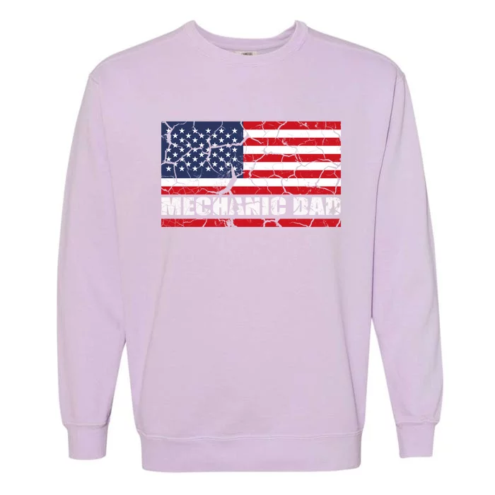 Mechanics Patriotic Usa Flagge Gift Garment-Dyed Sweatshirt