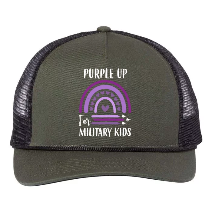 Military Purple Up Rainbow Heart Retro Rope Trucker Hat Cap