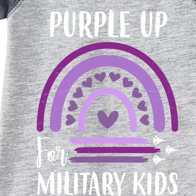 Military Purple Up Rainbow Heart Infant Baby Jersey Bodysuit