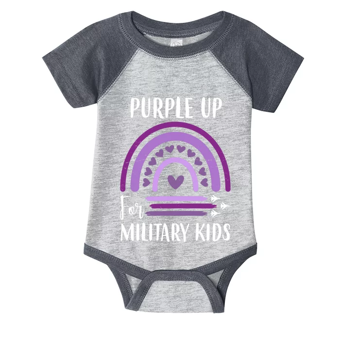 Military Purple Up Rainbow Heart Infant Baby Jersey Bodysuit