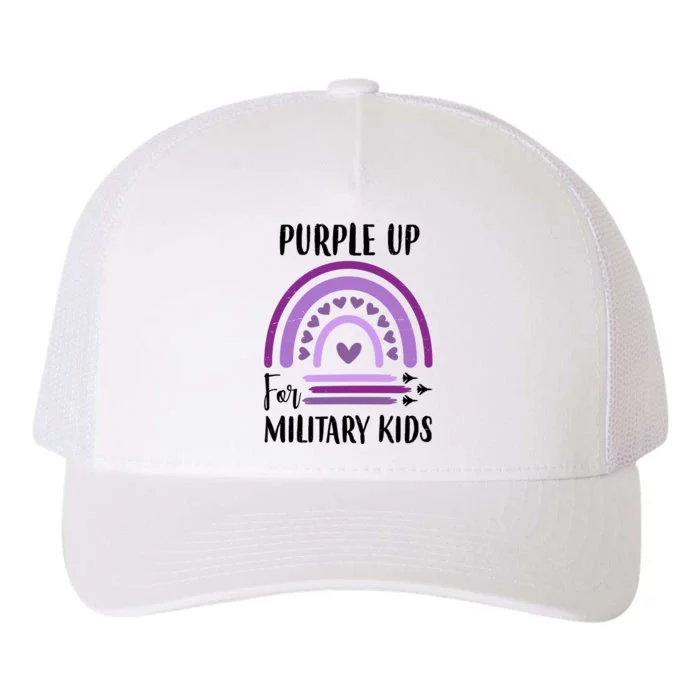 Military Purple Up Rainbow Heart Yupoong Adult 5-Panel Trucker Hat