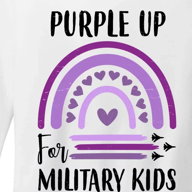 Military Purple Up Rainbow Heart Womens CVC Long Sleeve Shirt