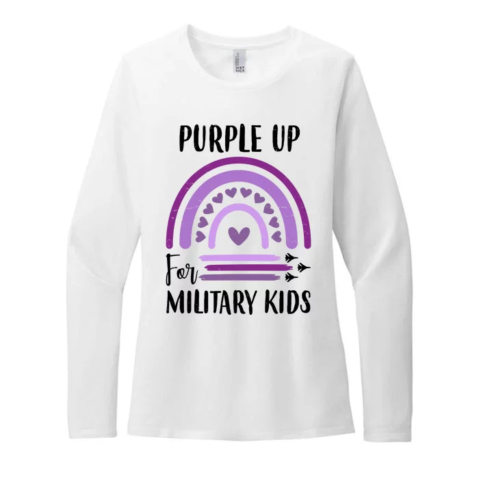 Military Purple Up Rainbow Heart Womens CVC Long Sleeve Shirt