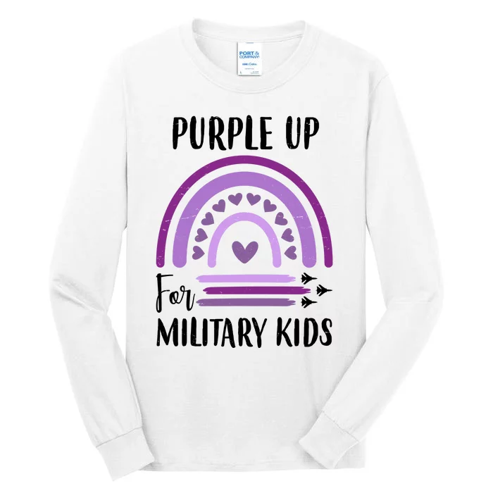 Military Purple Up Rainbow Heart Tall Long Sleeve T-Shirt