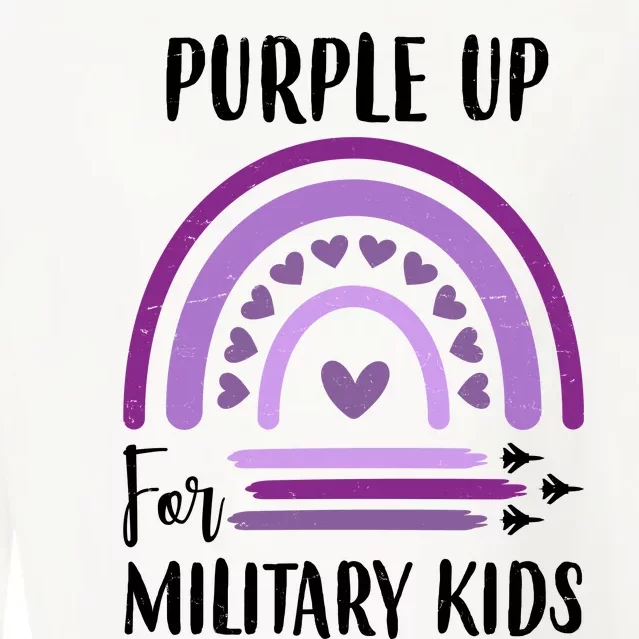 Military Purple Up Rainbow Heart Cropped Pullover Crew