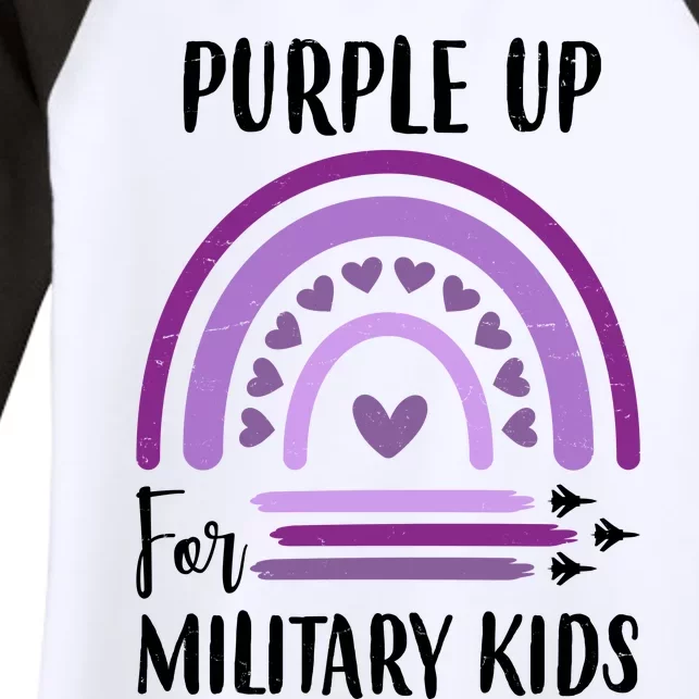 Military Purple Up Rainbow Heart Women's Tri-Blend 3/4-Sleeve Raglan Shirt