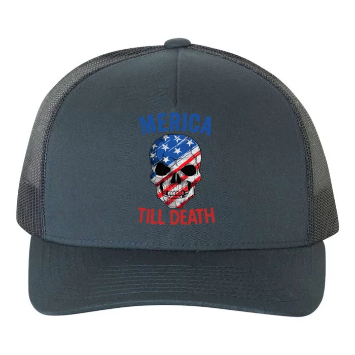 Merica Patriotic Usa Skull American Flag 4th Of July Gift Yupoong Adult 5-Panel Trucker Hat