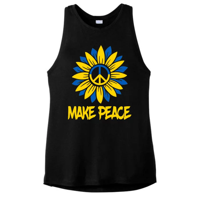 Make Peace Ukraine Strong Sunflower Ladies Tri-Blend Wicking Tank